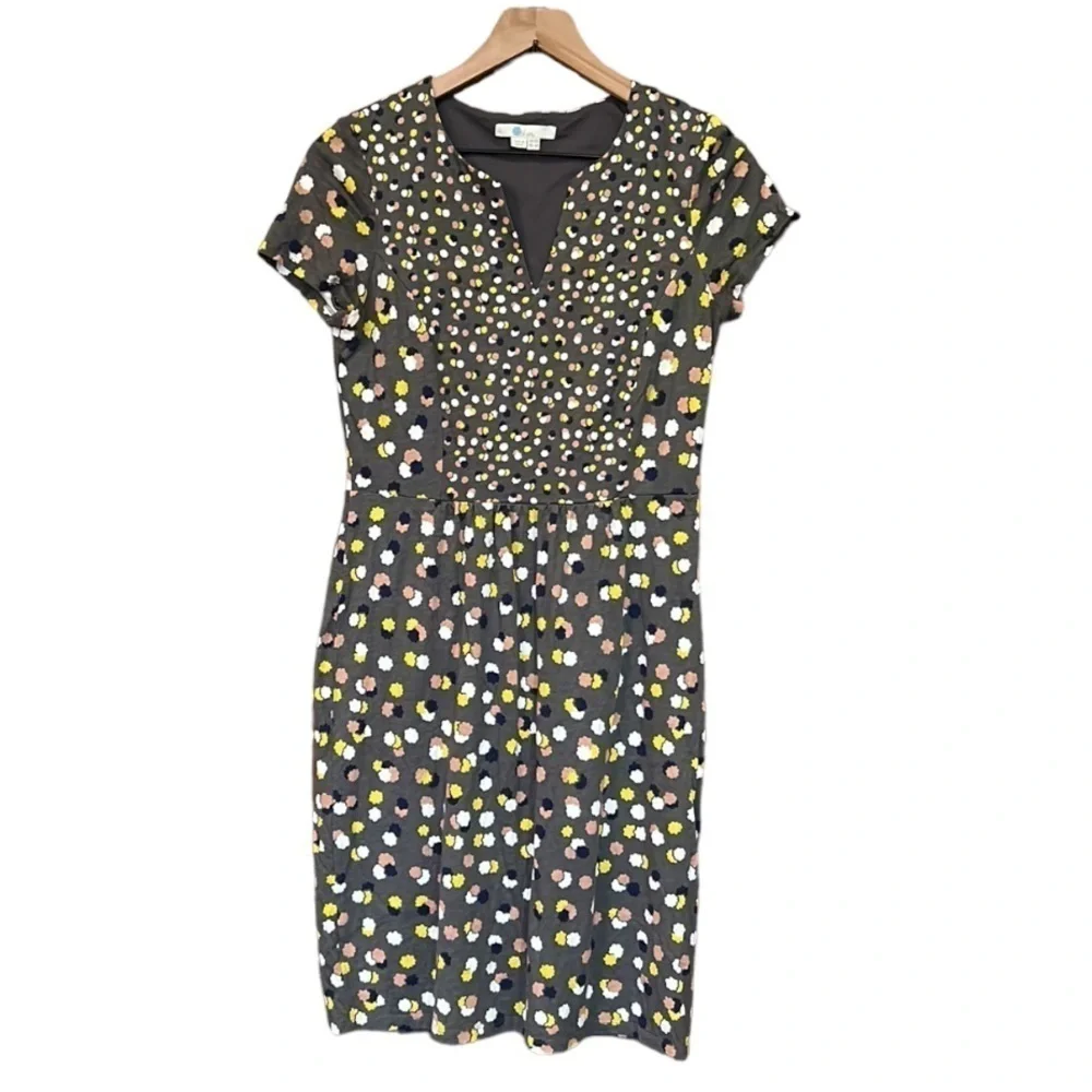 Boden Emory Jersey Short Sleeve Dress in Pewter Fallen Blossom Size 6 - Picture 3 of 11